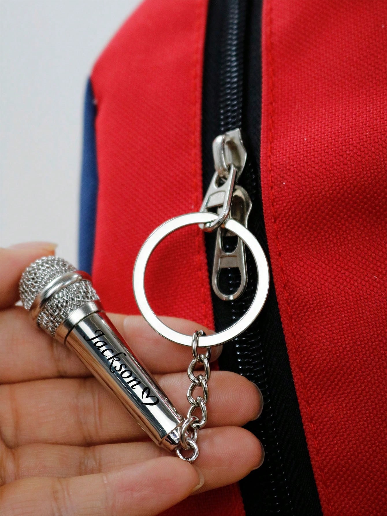 Custom Text Microphone Keychain Custom Name Keychain Pendant